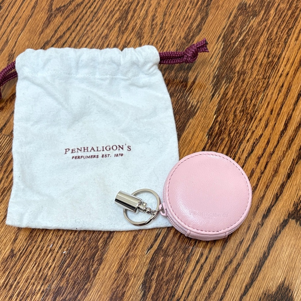 Pink Leather Pouch Keychain - new!